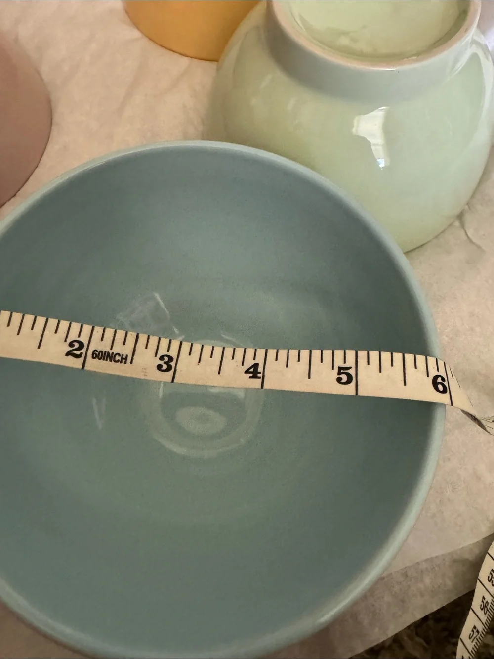 Set of 4 Pastel Ceramic Footed Bowls - Pink Blue Green Yellow 5.5
